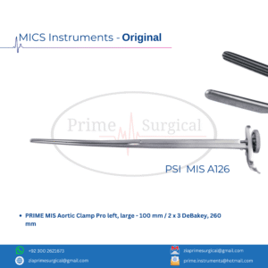 PRIME MIS Aortic Clamp Pro left, large - 100 mm / 2 x 3 DeBakey, 260 mm