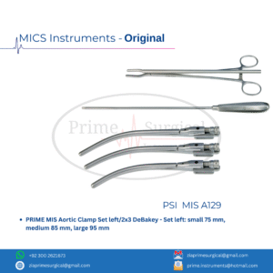PRIME MIS Aortic Clamp Set left/2x3 DeBakey - Set left: small 75 mm, medium 85 mm, large 95 mm