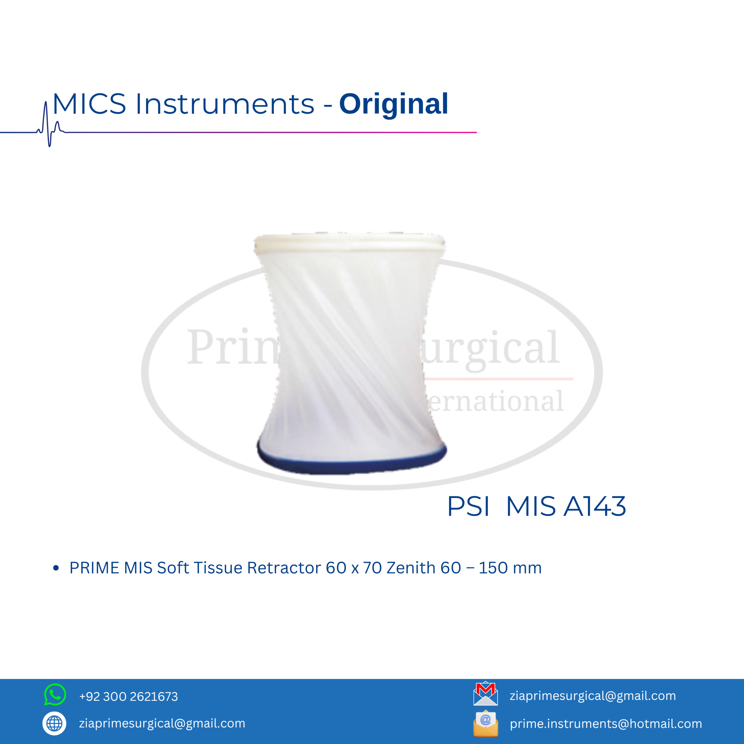 PRIME MIS Soft Tissue Retractor 60 x 70 Zenith 60 – 150 mm