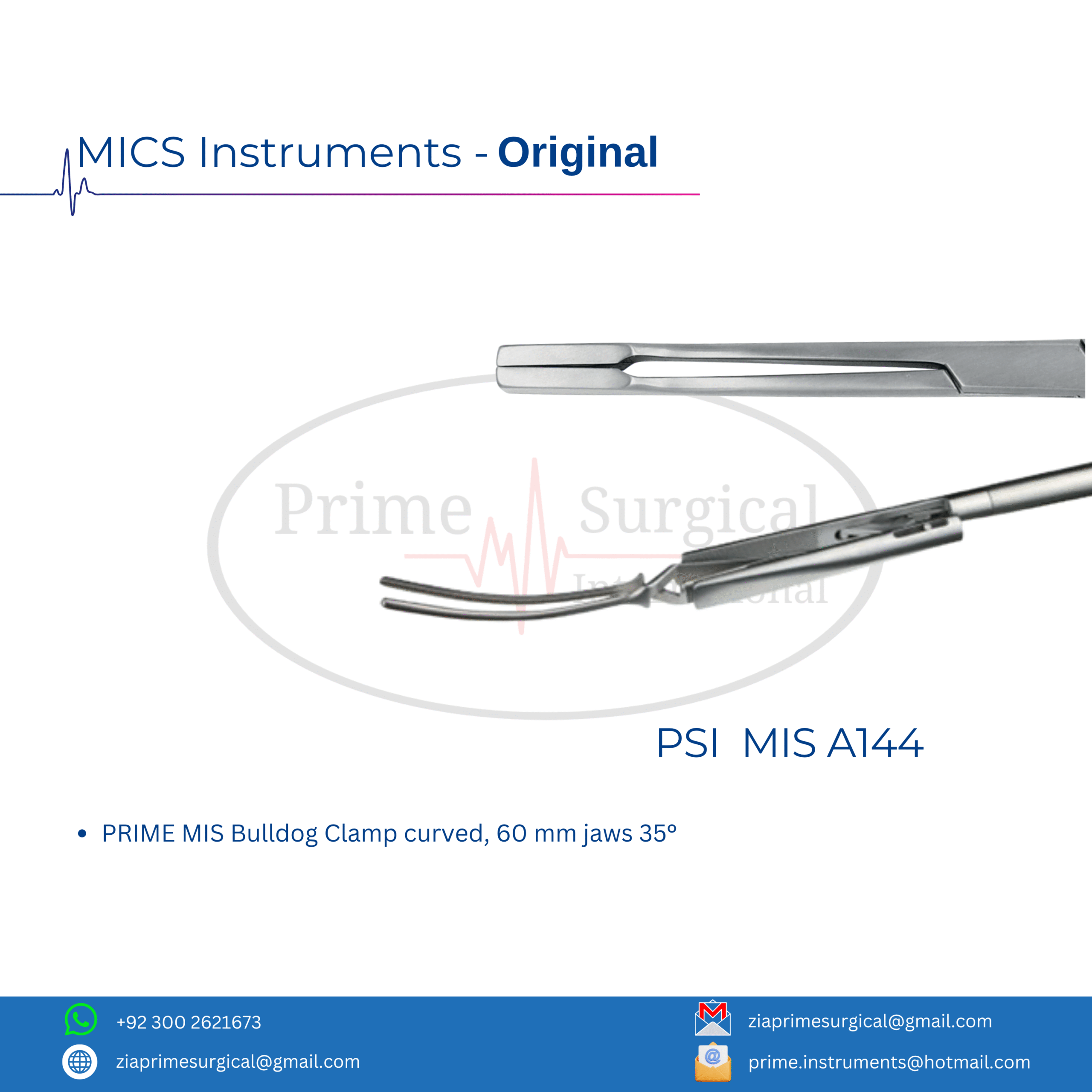 PRIME MIS Bulldog Clamp curved, 60 mm jaws 35°