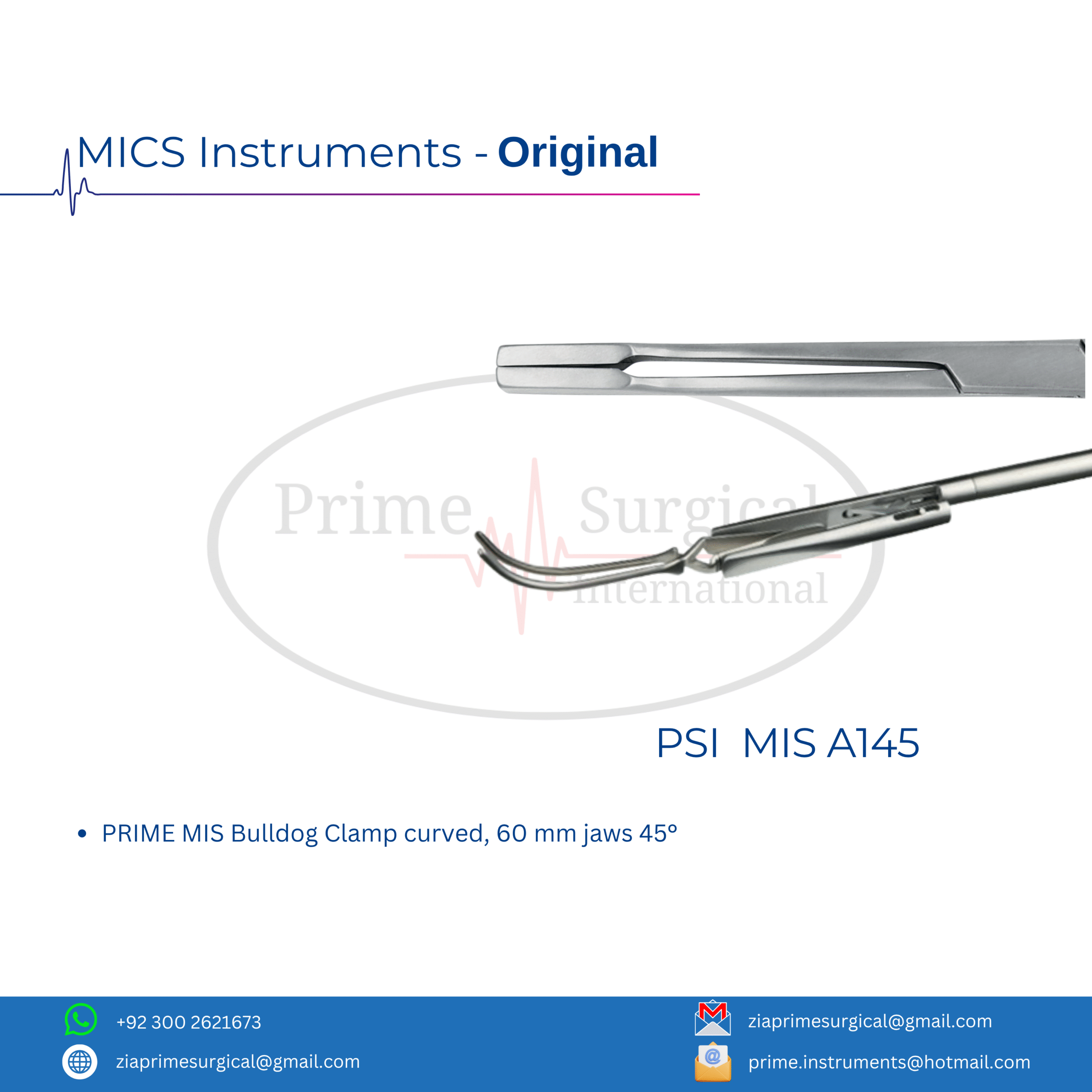 PRIME MIS Bulldog Clamp curved, 60 mm jaws 45°