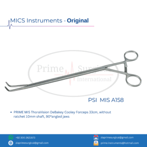 PRIME MIS ThoraVision DeBakey Cooley Forceps 33cm, without ratchet 10mm shaft, 90°angled jaws