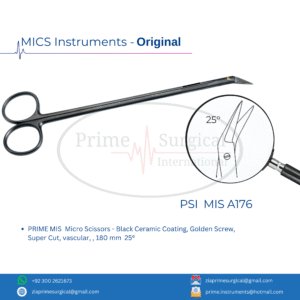 PRIME MIS  Micro Scissors - Black Ceramic Coating, Golden Screw, Super Cut, vascular, , 180 mm  25°