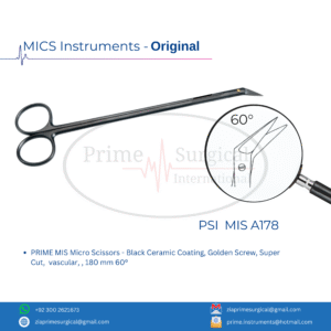 PRIME MIS Micro Scissors - Black Ceramic Coating, Golden Screw, Super Cut,  vascular, , 180 mm 60°