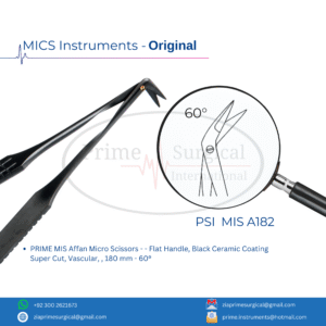 PRIME MIS Affan Micro Scissors - - Flat Handle, Black Ceramic Coating Super Cut, Vascular, , 180 mm - 60°