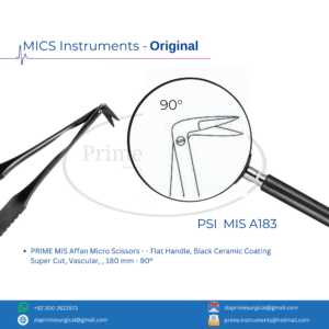 PRIME MIS Affan Micro Scissors - - Flat Handle, Black Ceramic Coating Super Cut, Vascular, , 180 mm - 90°