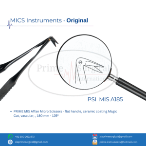 PRIME MIS  Affan Micro Scissors - Round Handle, ceramic coating  Super Cut, welded cutting edges, vascular,  180 mm - 25°