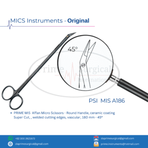 PRIME MIS  Affan Micro Scissors - Round Handle, ceramic coating  Super Cut, , welded cutting edges, vascular, 180 mm - 45°