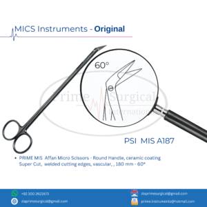 PRIME MIS  Affan Micro Scissors - Round Handle, ceramic coating  Super Cut,  welded cutting edges, vascular, , 180 mm - 60°