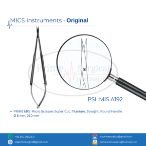 PRIME MIS  Micro Scissors Super Cut, Titanium, Straight, Round Handle Ø 8 mm, 210 mm