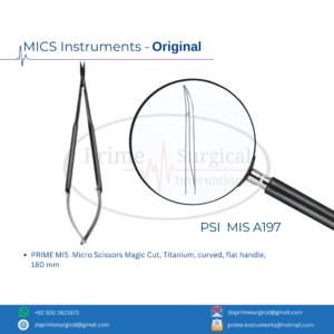 PRIME MIS  Micro Scissors Magic Cut, Titanium, curved, flat handle, 180 mm