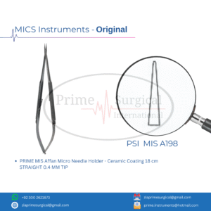 PRIME MIS Affan Micro Needle Holder - Ceramic Coating 18 cm STRAIGHT 0.4 MM TIP