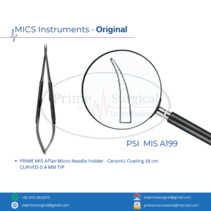 PRIME MIS Affan Micro Needle Holder - Ceramic Coating 18 cm CURVED 0.4 MM TIP
