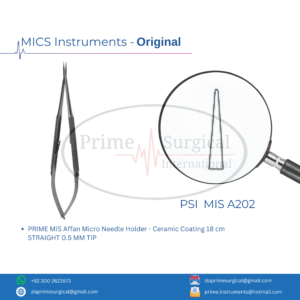 PRIME MIS Affan Micro Needle Holder - Ceramic Coating 18 cm STRAIGHT 0.5 MM TIP