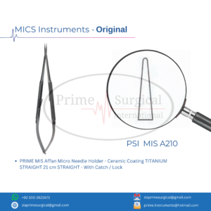 PRIME MIS Affan Micro Needle Holder - Ceramic Coating TITANIUM STRAIGHT 21 cm STRAIGHT - With Catch / Lock