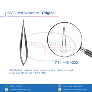 PRIME MIS Micro Needle Holder ceramic coating - diamond dusted with Lock 21 CM STRAIGHT TIP 0.4 MM