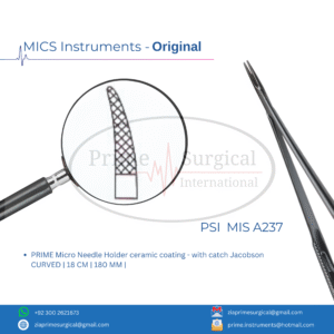 PRIME Micro Needle Holder ceramic coating - with catch Jacobson CURVED | 18 CM | 180 MM |