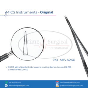 PRIME Micro Needle Holder ceramic coating-diamond dusted 21 CM, 0.4MM TIPM STRAIGHT