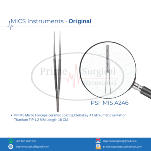PRIME Micro Forceps ceramic coating DeBakey AT atraumatic serration Titanium TIP 1.2 MM Length 18 CM
