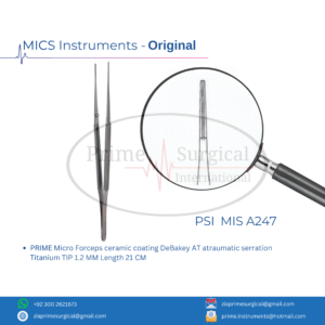 PRIME Micro Forceps ceramic coating DeBakey AT atraumatic serration Titanium TIP 1.2 MM Length 21 CM
