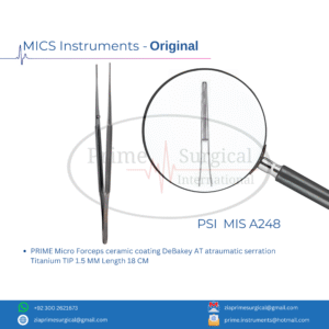 PRIME Micro Forceps ceramic coating DeBakey AT atraumatic serration Titanium TIP 1.5 MM Length 18 CM