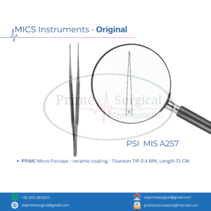 PRIME Micro Forceps - ceramic coating - Titanium TIP 0.4 MM, Length 21 CM