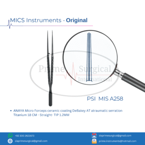 ANAYA Micro Forceps ceramic coating DeBakey AT atraumatic serration Titanium 18 CM - Straight- TIP 1.2MM