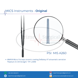 ANAYA Micro Forceps ceramic coating DeBakey AT atraumatic serration Titanium 21 CM Straight  TIP 1.2MM
