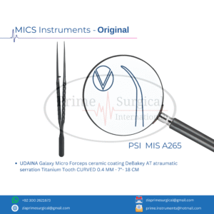 UDAINA Galaxy Micro Forceps ceramic coating DeBakey AT atraumatic serration Titanium Tooth CURVED 0.4 MM - 7"- 18 CM