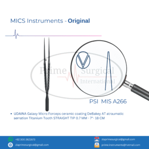 UDAINA Galaxy Micro Forceps ceramic coating DeBakey AT atraumatic serration Titanium Tooth STRAIGHT TIP 0.7 MM - 7"- 18 CM