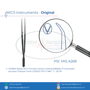 UDAINA Galaxy Micro Forceps ceramic coating DeBakey AT atraumatic serration Titanium Tooth CURVED TIP 0.7 MM - 7"- 18 CM