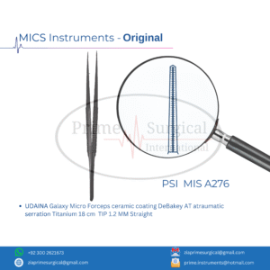 UDAINA Galaxy Micro Forceps ceramic coating DeBakey AT atraumatic serration Titanium 18 cm  TIP 1.2 MM Straight