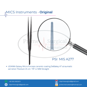 UDAINA Galaxy Micro Forceps ceramic coating DeBakey AT atraumatic serration Titanium 21 cm  TIP 1.2 MM Straight