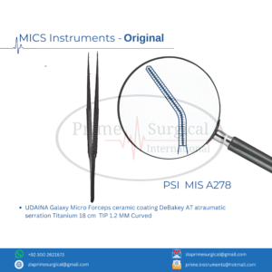 UDAINA Galaxy Micro Forceps ceramic coating DeBakey AT atraumatic serration Titanium 18 cm  TIP 1.2 MM Curved