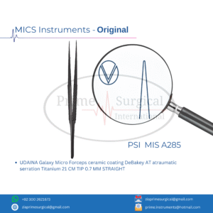 UDAINA Galaxy Micro Forceps ceramic coating DeBakey AT atraumatic serration Titanium 21 CM TIP 0.7 MM STRAIGHT