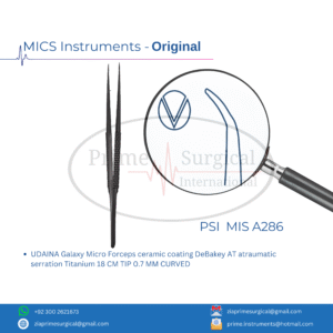 UDAINA Galaxy Micro Forceps ceramic coating DeBakey AT atraumatic serration Titanium 18 CM TIP 0.7 MM CURVED