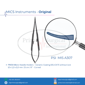 PRIEM Micro Needle Holders – Ceramic Coating DELICATE without lock  12 x 1,2 x 2,0 mm  23 cm / 9’’ - Curved