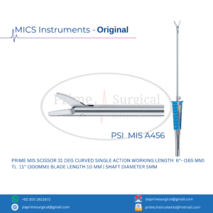 PRIME MIS SCISSOR 31 DEG CURVED SINGLE ACTION WORKING LENGTH  6"- (165 MM) TL  11'' (300MM)| BLADE LENGTH 10 MM | SHAFT DIAMETER 5MM