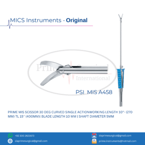PRIME MIS SCISSOR 30 DEG CURVED SINGLE ACTIONWORKING LENGTH 10"- (270 MM) TL 15'' (400MM)| BLADE LENGTH 10 MM | SHAFT DIAMETER 5MM